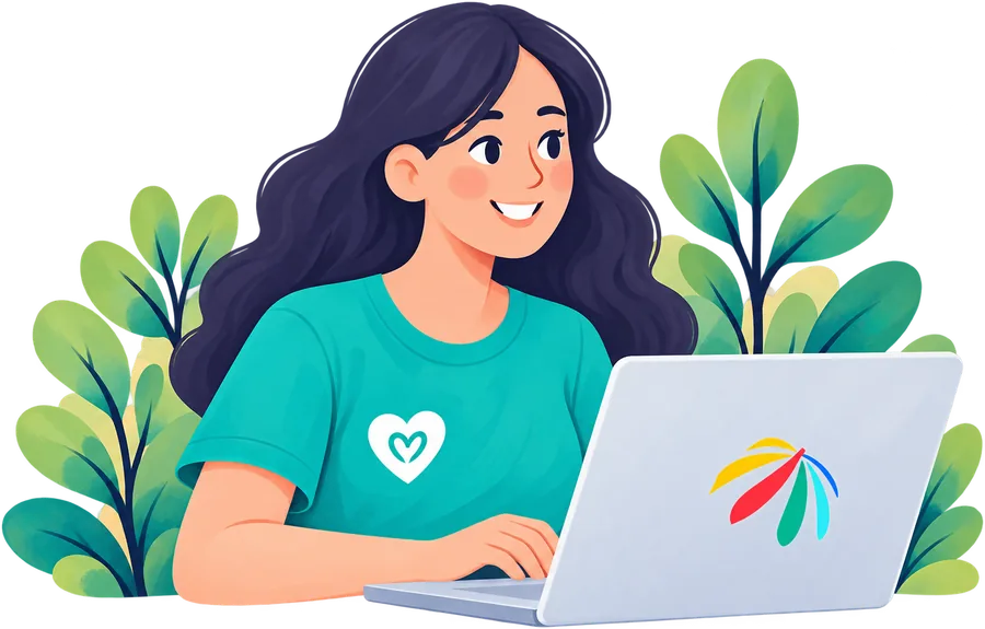 A woman working on a laptop